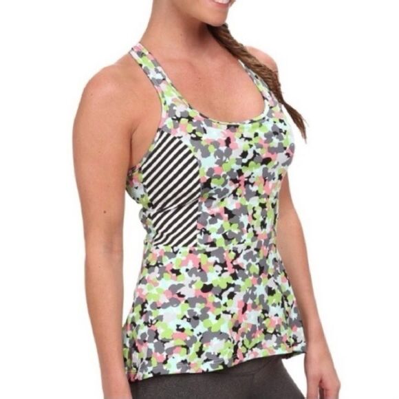Spanx Floral and Stripe Print Racerback Tank S - Picture 2 of 12